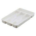 thumbnail image 1 of 1 Pcs Silverware Drawer Organizer,Small Plastic Flatware Storage Tray,Mini Utensil Tray for Kitchen,4 Compartment Flatware and Cutlery Holder,Plastic Storage for Spoons forks Knives,White, 1 of 4