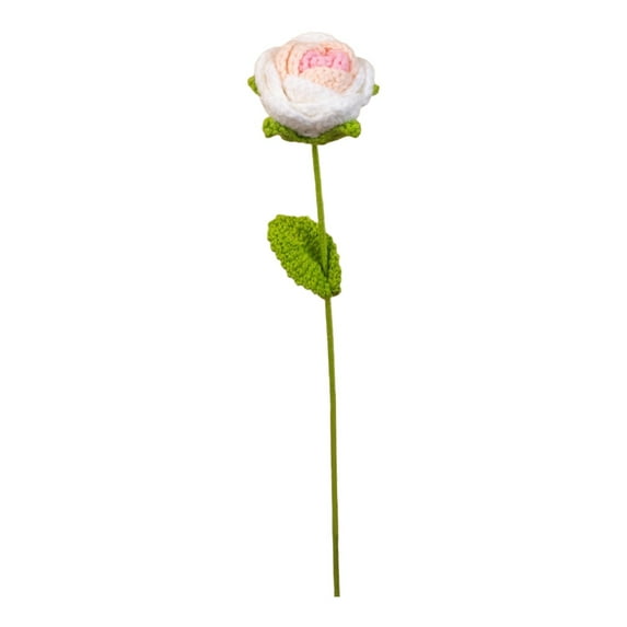 1 Pcs Single Crochet Rose Flower,16.54 Inch Crochet Flowers,Handmade Knitted Rose,Flexible Knit Flowers With Long Stems,Knitted Artificial Flowers For Birthday, Anniversary, And Mother'S Day,H