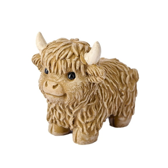 1 Pcs Sitting Posture Highland Cow Figurines,Bathroom Resin Statue Gifts for Home Garden Kitchen Office Tiered Tray Table DecorLight Brown - Standing Position