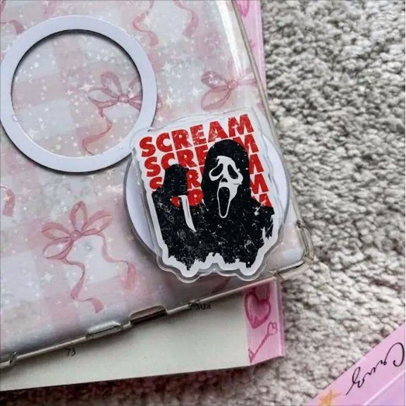 1 Pcs Slasher Horror Movie Magnetic Phone Grip, Aesthetic Horror Slasher Phone Grip, Spooky Movie Fan Phone Stand, Unique Horror Accessory