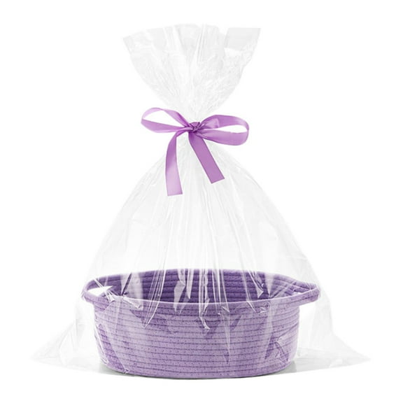 1 Pcs Small Basket Empty Gift Basket, Small Woven Burr Basket with Gift Bags and Ribbons Durable Baskets for Baby Showers Christmas Easter with Gift Bags and Ribbons 11.81 x 5.1"