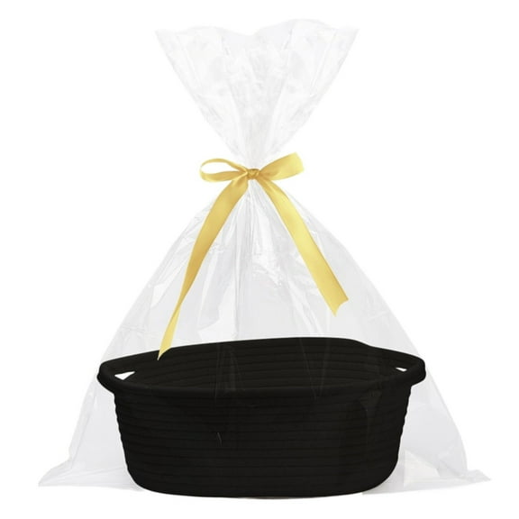 1 Pcs Small Basket Empty Gift Basket, Small Woven Burr Basket with Gift Bags and Ribbons Durable Baskets for Baby Showers Christmas Easter with Gift Bags and Ribbons 11.81 x 5.1"