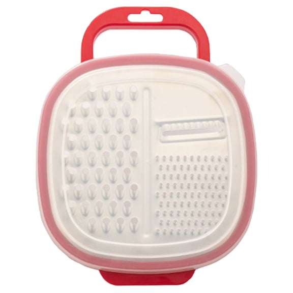 1 Pcs Small Box Grater,Cheese Grater with Container & Lid,Vegetable Slicer,Food Grater with Plastic Storage Container,Multi-Purpose Grater,Hand Chopper Graters for Vegetables, Butter,(Red,5.9x7.8 in)