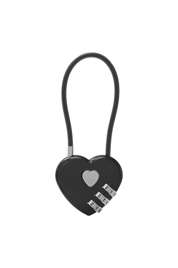 1 Pcs Small Combination Lock,3 Digit Combination Padlock,Heart Shape Combination Locks,Small Lock with Wire Rope,Cable Lock with Code,Mini Luggage Locks for Backpack,Luggage Lockers,Jewelry Box,D