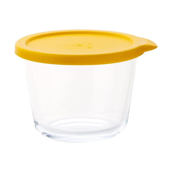1 Pcs Small Prep Bowl With Lid, Mini Glass Bowls For Spices Seasonings,Reusable Food Jars,Airtight Glass Food Container,Leakproof Meal Prep Containers,Salad Dressing Container,(Yellow,2.72x2.72 in)
