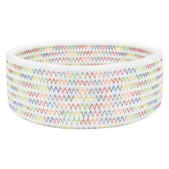 1 Pcs Small Woven Basket, Tiny Oval Shallow Storage Baskets, Mini Cotton Rope Empty Decorative Basket, Boho Little Organizer Bins for Bathroom, Cat Dog Toy Gifts Baskets