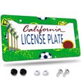 thumbnail image 1 of 1 Pcs Soccer Theme Design License Plate Frame,License Plate Cover for Car Decorative Parts,Aluminum License Plate Bracket Holder Rust-Proof for US Standard Car, 1 of 8