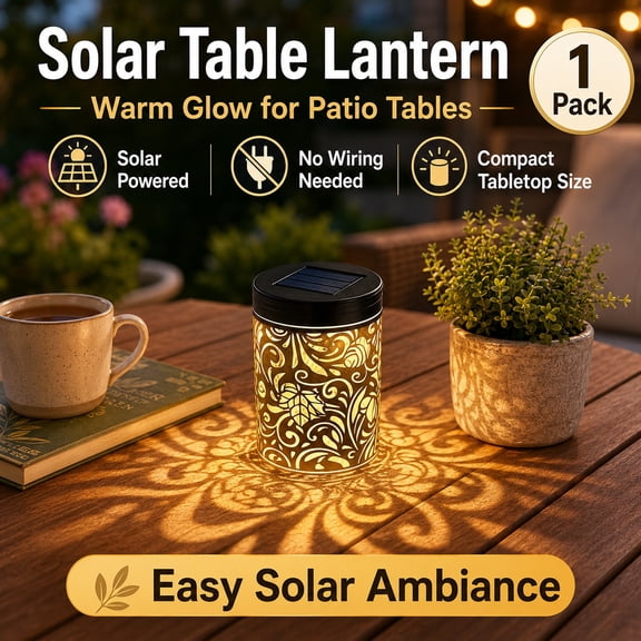 1 Pcs Solar Table Lantern, Lightweight Outdoor & Indoor Decorative Light, Portable Patio Table Lamp, Warm Ambient Solar Lantern for Desk, Balcony, Garden, Bedroom Mood Lighting
