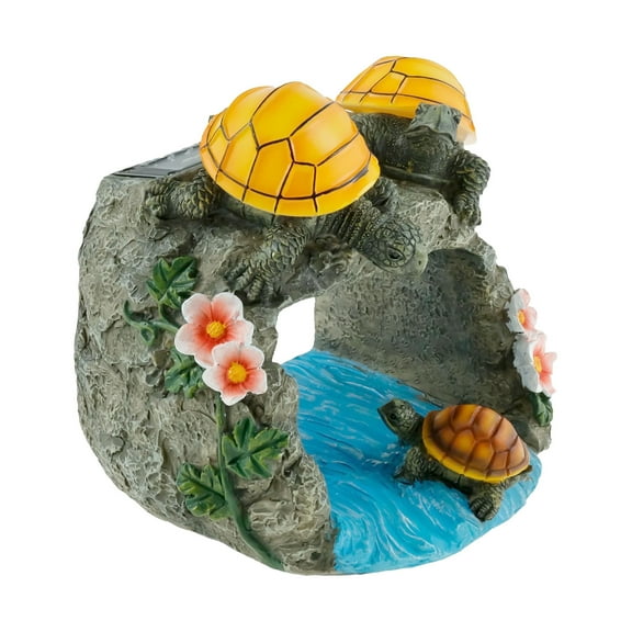 1 Pcs Solar Turtle Gutter Downspout Extension Statue with LED Light Resin Outdoor Decor for Garden Yard Patio Rainwater Drainage Automatic Night Light Waterproof