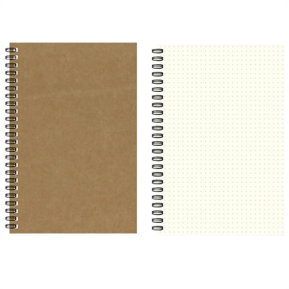 1 Pcs Spiral Notebook,A5 Spiral Binding Notepad,Spiral Small Notebooks Journal with Kraft Cover,5X8 Inches Small Spiral Notebooks for Work,Notes Taking,Gifts,Planner,(Dot,5.51x8.27 in)