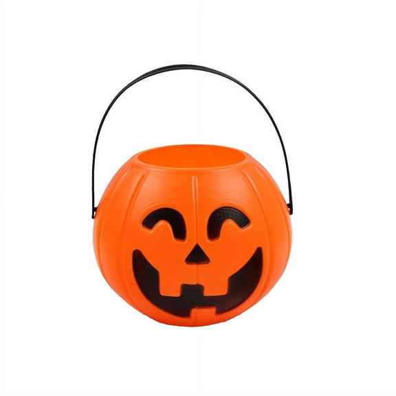 1 Pcs Spooky Plastic Pumpkin Bucket, Halloween Trick or Treat Candy Holder, 6.69-inch Large Capacity Jack O' Lantern for Festive Home Decor