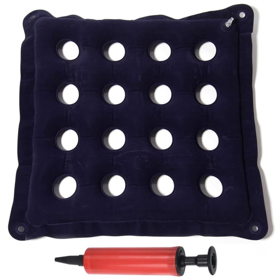 1 Pcs Square Anti-Decubitus Seat Cushion,Flocking Inflatable Seat Cushion with Pump,Breathable Waffle Cushion,Portable Butt Cushion,Pressure Sore Relief,Ideal for Daily Use Dark Blue