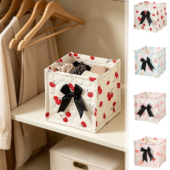 1 Pcs Square Desktop Cosmetic Storage Basket, Multi-Functional Small Organizer Container, 6x6x6in Neat Storage Bin for Vanity Bedroom Countertop Sundry Classification