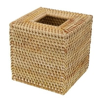 1 Pcs Square Rattan Tissue Box Cover Hand Woven Wicker Tissue Holder Box Rattan Cover for Living Room Bathroom Office Decor