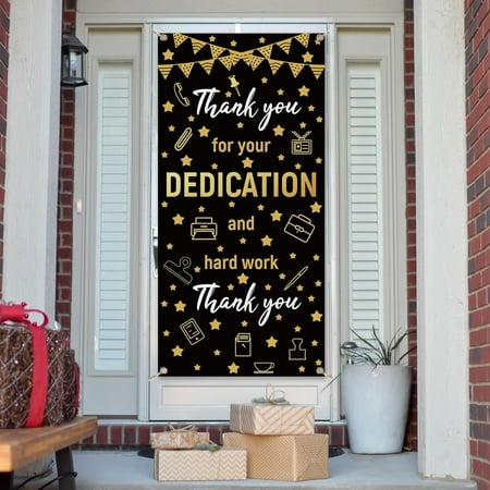 1 Pcs Staff Appreciates Theme Door Cover Thank You for Your Dedicated Efforts Employee Appreciation Banner for Door Wall Porch Indoor Outdoor Decoration 35.4x72.8 inch DIYDIY