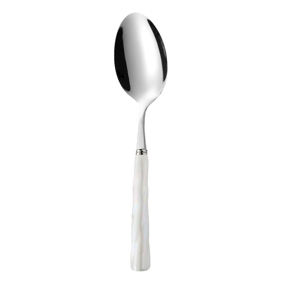 1 Pcs Stainless Steel Coffee Spoon,Small Dessert Spoons with Ceramic Handle,Dinner Spoons,Soup Tablespoons Coffee Spoons Mixing Spoon,Ice Cream Spoon,Stainless Steel Flatware for Home,White Spoon