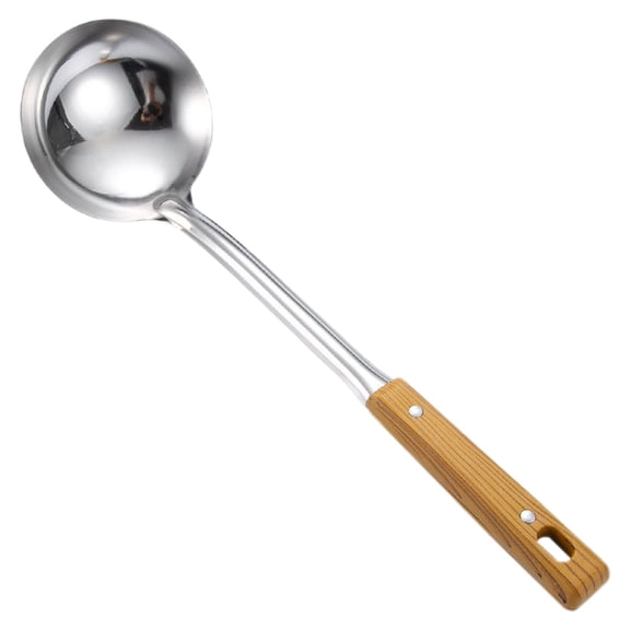 1 Pcs Stainless Steel Cooking Tools,Wok Tools With Wooden Handle,Stainless Steel Cooking Utensil,Non-Slip Wood Handle Heat-Resistant Kitchen Cooking Tools,Kitchen Metal Cooking Utensils,Spoons