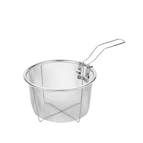 1 Pcs Stainless Steel Deep Fry Basket, Round Wire Mesh Fry Basket, Multifunctional Fry Basket for Frying Serving Food