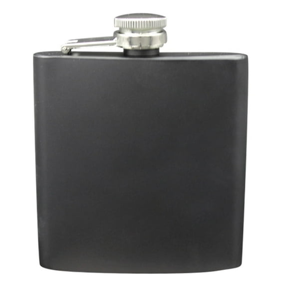 1 Pcs Stainless Steel Hip Flask 6oz Leak-Proof Screw Cap Portable Whiskey Liquor Flask for Travel Fishing Outdoor Black