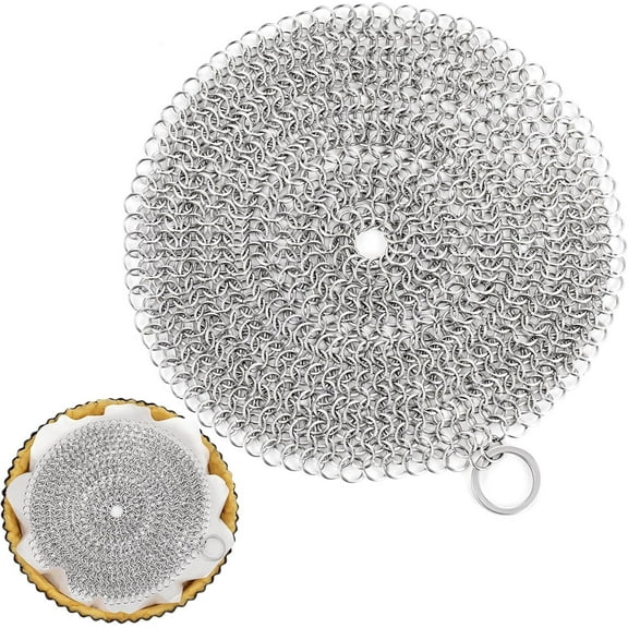 1 Pcs Stainless Steel Pie Weights for Baking Universal Fit Pie Weight for 7-10 Inch Pies Round Metal Pies Weights Chain Dishwasher Safe Durable Blind Baking Dough Cooking Pastry (8 Inch)