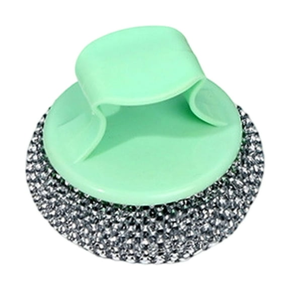 1 Pcs Stainless Steel Scrubber with Plastic Handle,Stainless Steel Dish Scrubber,Detachable Metal Scrubber Pads,for Cleaning Dishes,Kitchen Pots,Pans,Grills,Kitchen Cleaning Tool,(Green,1.77x2.55 in)