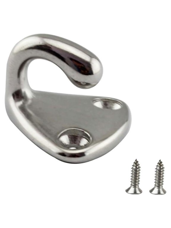 1 Pcs Stainless Steel Tarpaulin Hooks,Wall Mounted Metal Single Prong Hat Hooks,Stainless Wall Hanger Hook with Screw,Heavy-Duty Outdoor Hanger Hanging Hook for Boat, Coat, Hat, Rope,Silver
