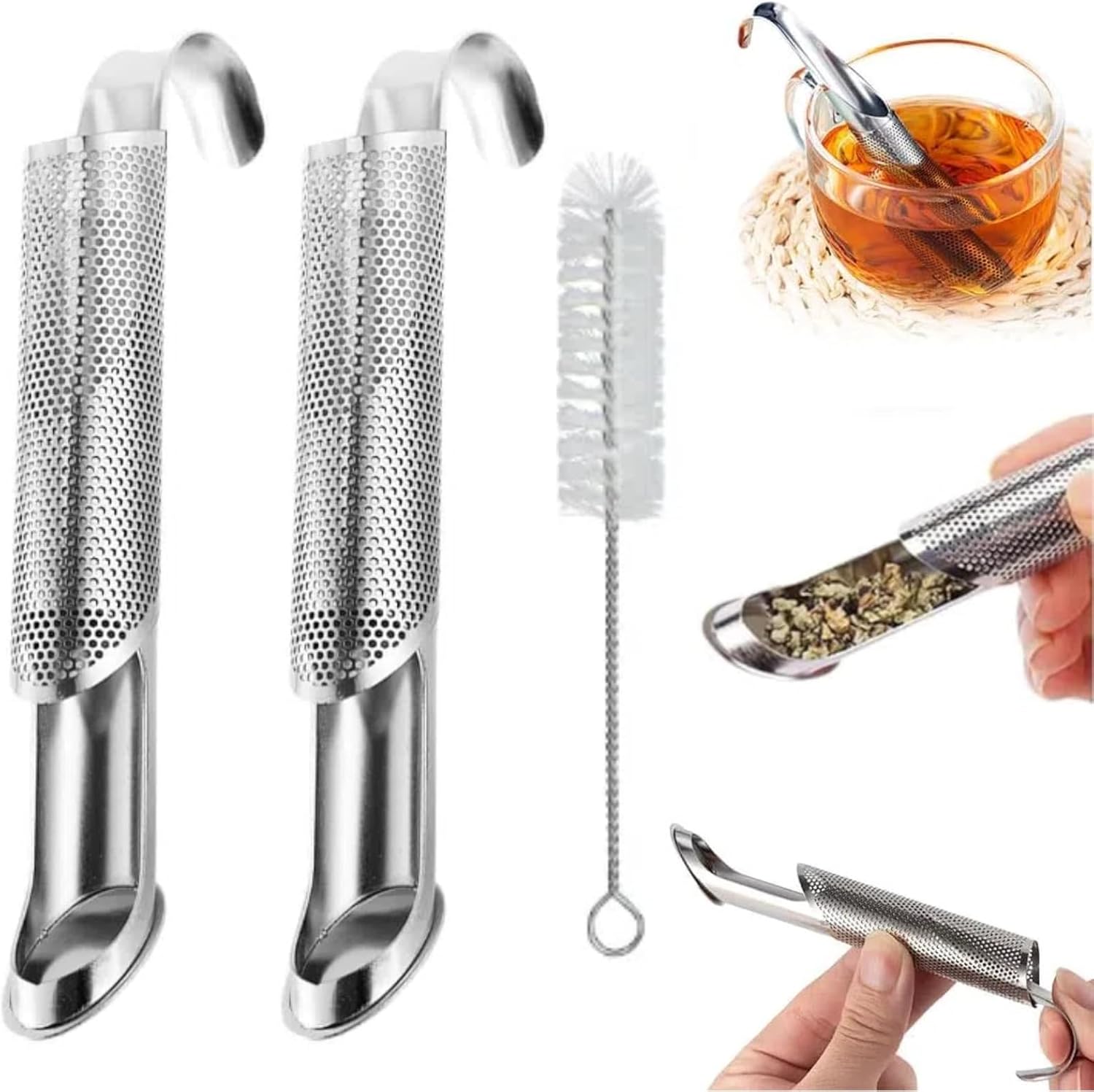 Tea Pip 1 Pcs Stainless Steel Tea Diffuser and 1 Brush - 2025 Upgrade Tea Pipe ...