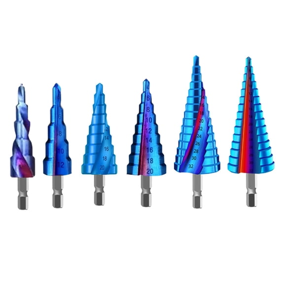 1 Pcs Step Drill Bit Blue Coating Step Cone Bit Wood Metal Drilling Hole Cutter Hex For Woodworking Tools Accessories
