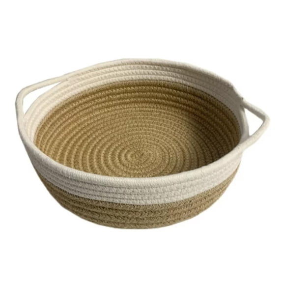 1 Pcs Storage Woven Basket, Cotton Rope Basket with Handles Key Tray Decorative Storage Basket Towel Baskets Laundry Basket for Bathroom Toy 6.7x2.3x8.3"