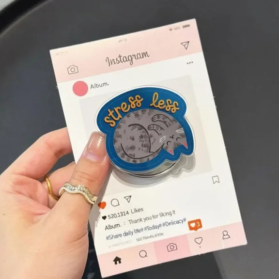 1 Pcs Stress Less Phone Grip, Cute Moon Quote Phone Holder, Positive Message Phone Grip, Fall Aesthetic Phone Accessory, Mental Health Gift