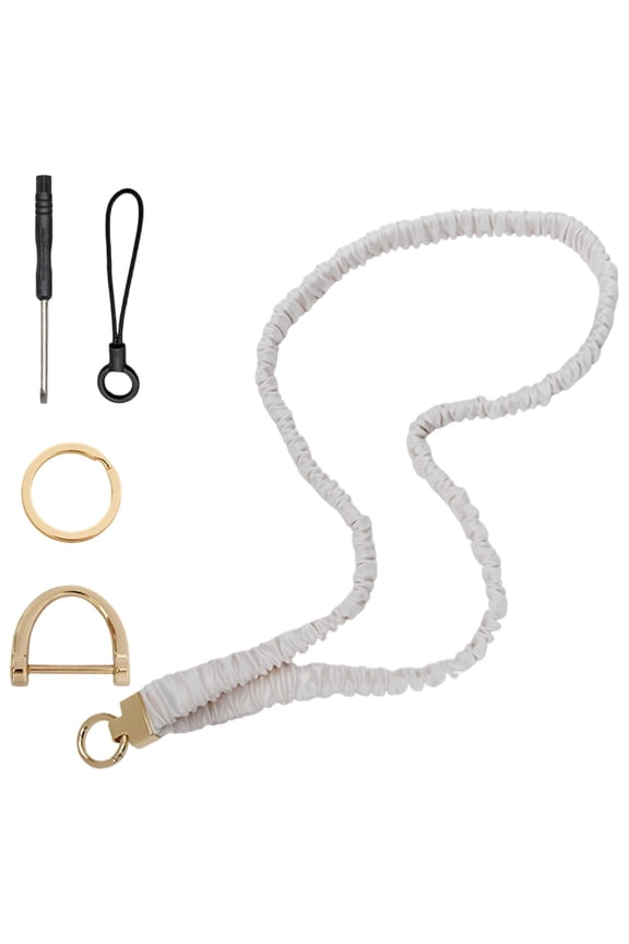 1 Pcs Stretchy Scrunchie Lanyard,Stretchy Scrunchie Lanyard for Id Badges & Keys, Neck Lanyard With Retractable Keychain,Long Neck Key Lanyard Straps for Women,Retractable Scrunchie Lanyard,B