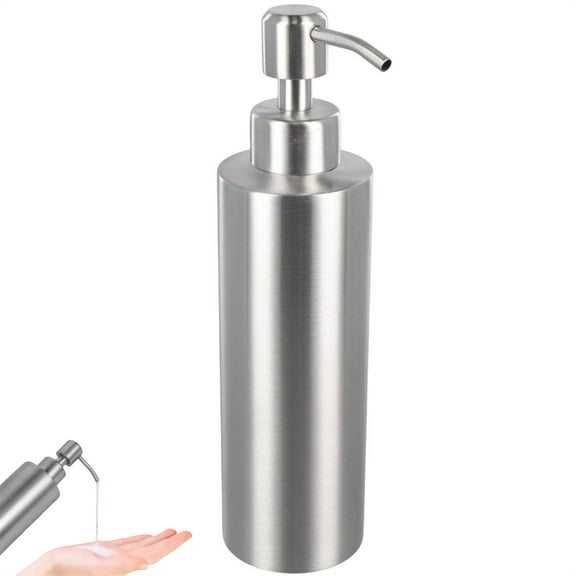Scheam 11.8 Oz / 350 ml Stainless Steel Soap Dispenser,1 Pcs Stylish Silver Pump Hand Soap Bottle,Empty Countertop Liquid Container,Refillable and Durable,for Home Travel
