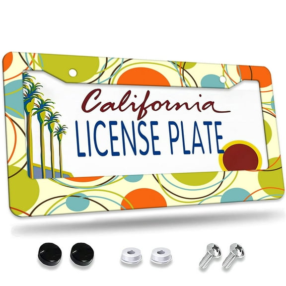 1 Pcs Retro style Circles License Plate Frame,License Plate Cover for Car Decorative Parts,Aluminum License Plate Bracket Holder Rust-Proofof for US Standard Car
