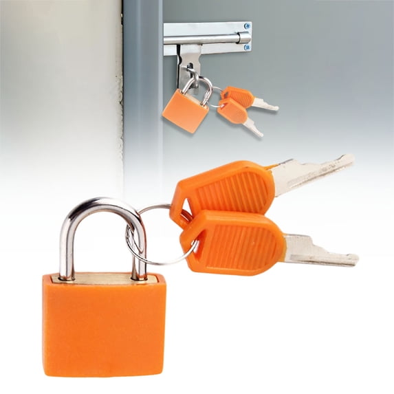 1 Pcs Suitcase Locks with Keys, Multicolor Mini Keyed Padlock, Metal Padlock Luggage Padlocks Plastic-Covered Copper Keyed Padlock for Suitcase, Backpack, Boxes, Laptop Bag(Orange)