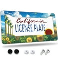thumbnail image 1 of 1 Pcs Sunflower Field Landscape License Plate Frame,License Plate Cover for Car Decorative Parts,Aluminum License Plate Bracket Holder Rust-Proof for US Standard Car, 1 of 8