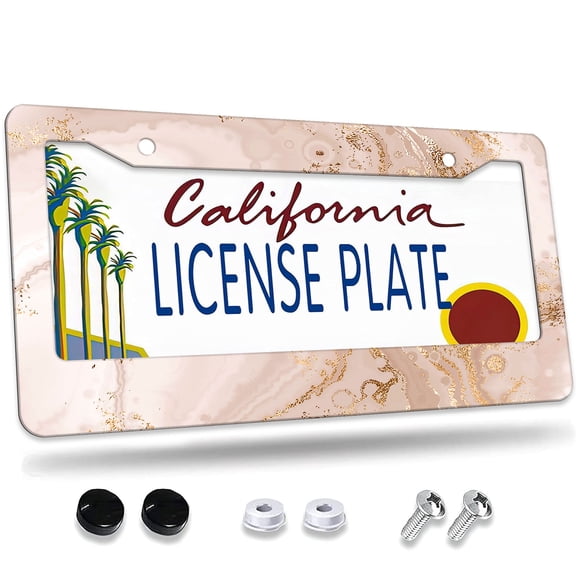 1 Pcs Sunflower Field License Plate Frame,License Plate Cover for Car Decorative Parts,Aluminum License Plate Bracket Holder Rust-Proof for US Standard Car
