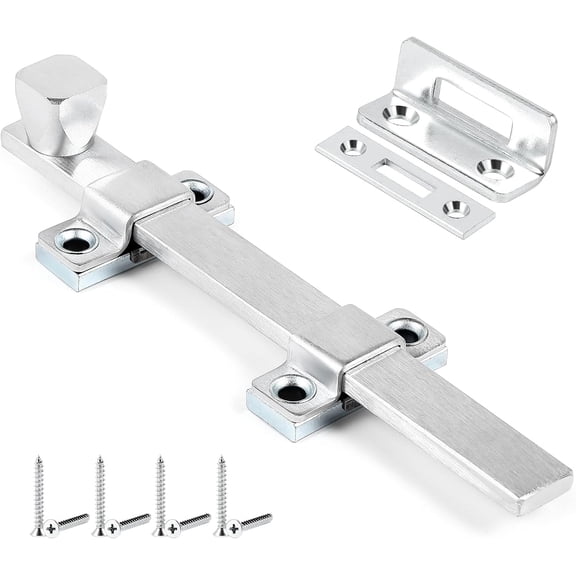 1 Pcs Surface Bolt Heavy Duty Dutch Door Latch Bolt Brushed Chrome Finish for Swing French Interior Exterior Double Doors (8 Inch)