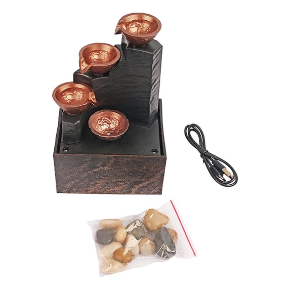 1 Pcs Tabletop Fountain with Lights, Tabletop Water Fountain with Pebbles USB or Battery Powered Mini Water with Sound for Table Office Home Bedroom 4.41 x 3.62 x 6.69"