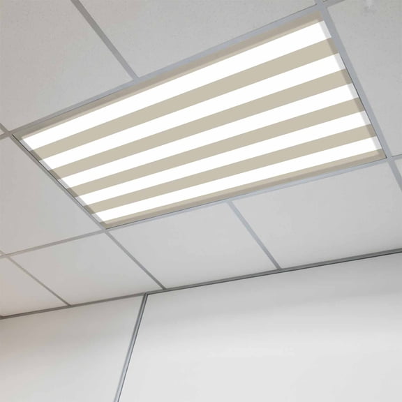 1 Pcs Tan And White Stripe Fluorescent Light Covers Brown Stripes Simple Magnetic Light Covers for Ceiling Lights 4 x 2 ft Drop Ceiling Lights Cover Shade for Office, Home, Hospital