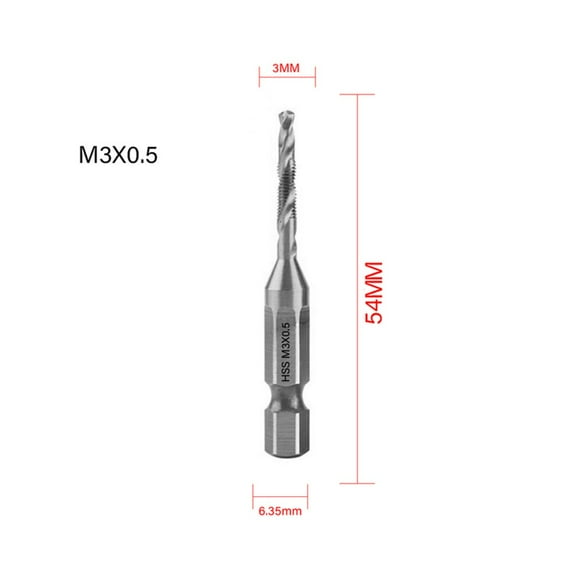 1 Pcs Tap Drill Bit Hex Shank HSS Threaded Bit Screw Machine Compound Tap M3