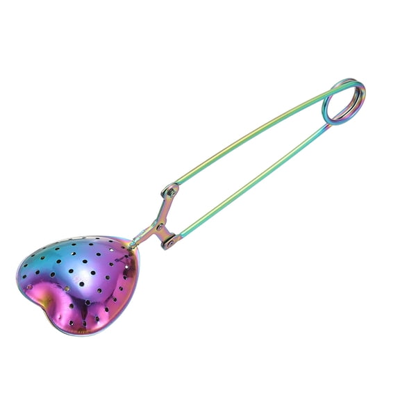 1 Pcs Tea Infuser, Stainless Steel Loose Leaf Tea Infuser Filter for Cup and Teapot, Long Handle Tea Steeper Strainers for Tearoom Office Home, Heart Shaped Colorful