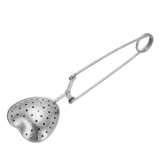 1 Pcs Tea Infuser, Stainless Steel Loose Leaf Tea Infuser Filter for Cup and Teapot, Long Handle Tea Steeper Strainers for Tearoom Office Home, Heart Shaped Silver
