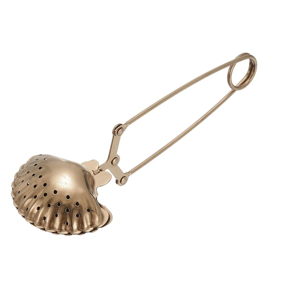 1 Pcs Tea Infuser, Stainless Steel Loose Leaf Tea Infuser Filter, Long Handle Tea Steeper Strainers for Cup and Teapot for Tearoom Office Home, Shell Shaped Rose Gold
