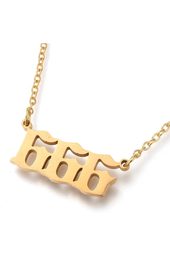 1 Pcs Titanium Steel Angel Number Pendant Necklaces Pendant Necklace with Cable Chains Golden Angel Number Necklace Accessory for Women Birthday Festival Elegant Gifts DIY Personalized Jewelry