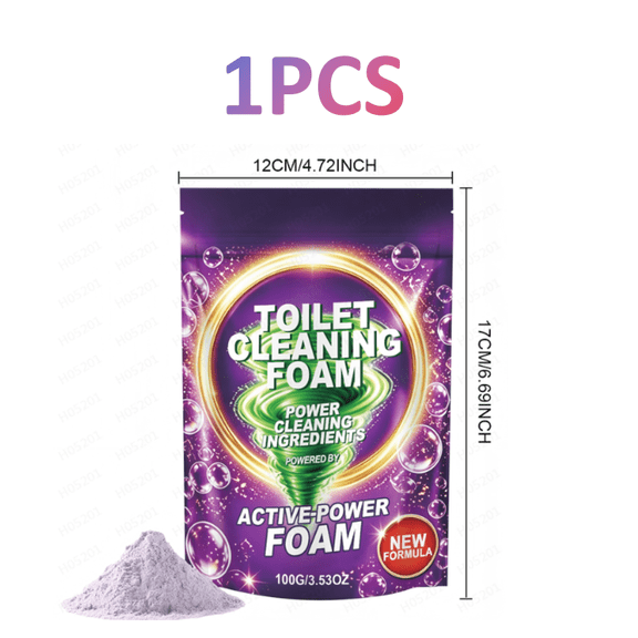 1 Pcs Toilet Bowl Cleaner Foaming Powder, Foaming Toilet Cleaner, Hard Water Ring Rust & Limescale Remover, Easy Pour and Flush Toilet Cleaner Foam, Under Rim Buildup Care