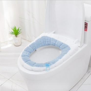 1 Pcs Toilet Seat Cover Washable for Bathroom Elongated Toilet Seat Cushion Pads Soft Stretchable Toilet Seat Warmer Thicker Easy Installation Commode Seat Cover Decors,(Flat)