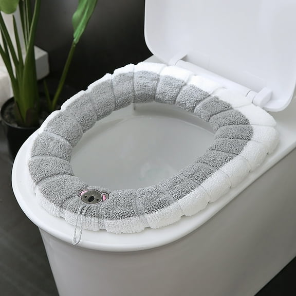 1 Pcs Toilet Seat Cover Washable for Bathroom Elongated Toilet Seat Cushion Pads Soft Stretchable Toilet Seat Warmer Thicker Easy Installation Commode Seat Cover Decors,(Flat)
