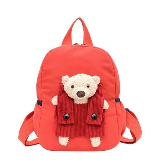 1 Pcs Travel Backpack,Cute Custom BookBag with Detachable Bear,Travel Backapck for Women/Men Casual Laptop Bookbag,Large Capacity Backpack for Birthday Gift,Christmas Gift,8.6x11 in(Red)
