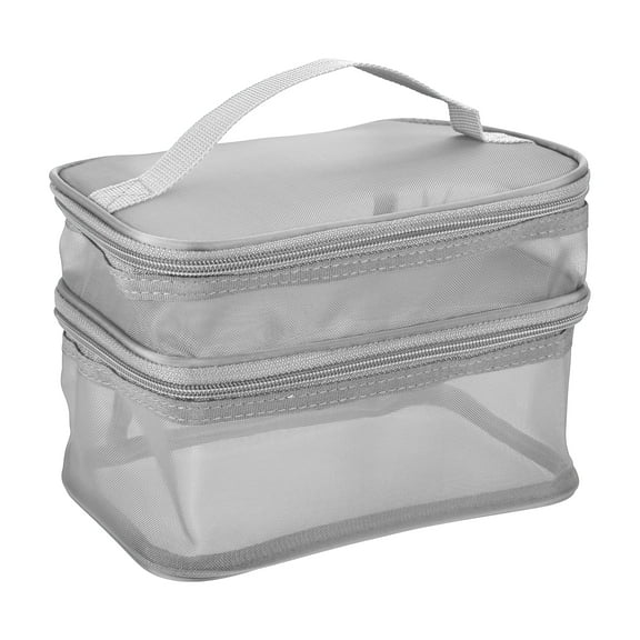 1 Pcs Travel Makeup Bag, Travel Toiletry Organizer, Makeup Brush Holder, Waterproof Polyester, Gray