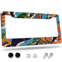 1 Pcs Tropical Toucan and Foliage License Plate Frame, License Plate Cover for Car Decorative Parts, Aluminum License Plate Bracket Holder Rust-Proof for US Standard Car